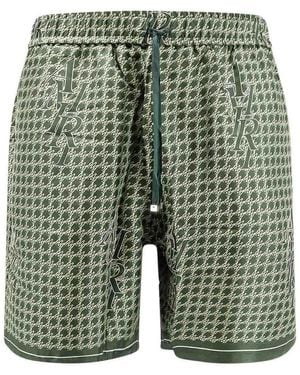 Amiri Silk Bermuda Shorts With Logo Print - Green