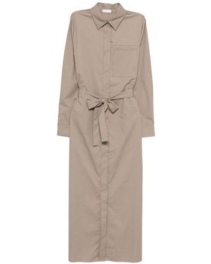 Peserico Taupe Dress With Waist Belt - Natural