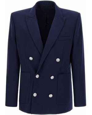 Balmain Grain De Poudre Blazer - Blue