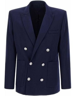 Balmain Grain De Poudre Blazer - Blue