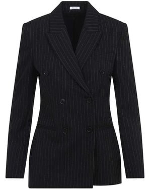 McQueen Pinstripe Lurex Jacket - Black
