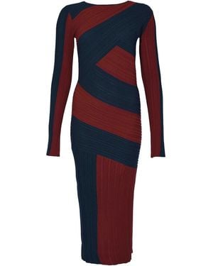 Patrizia Pepe Ribbed Stretch Knit Midi Dress - Red