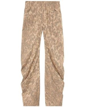 Ganni Stretch Cotton Pocket Cargo Trousers Printed - Natural