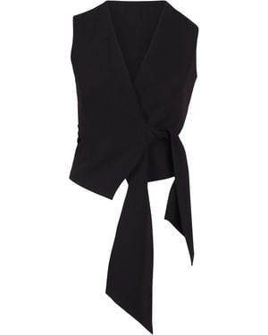 Max Mara Crop Vest With Side-Tied Sash - Black