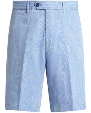 Etro Jacquard Cotton Shorts - Blue