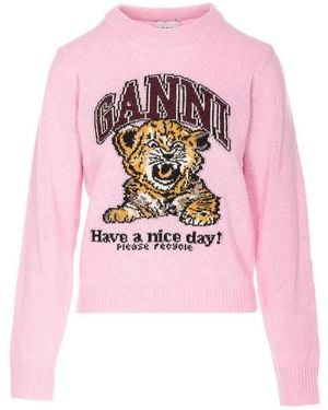 Ganni Maglione Grafico - Rosa