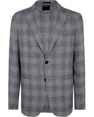 ZEGNA Wool And Linen Jacket - Grey