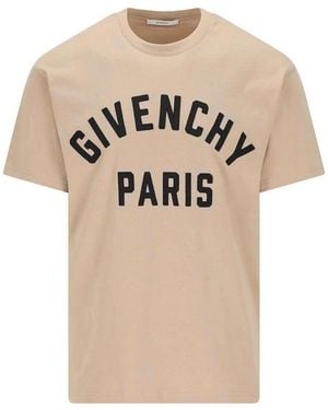 Givenchy Paris Embroidery Cotton T-Shirt - Natural