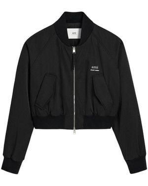 Ami Paris Bomber With Logo - Black