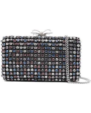 Self-Portrait Crystal Embellished Clutch - Grey