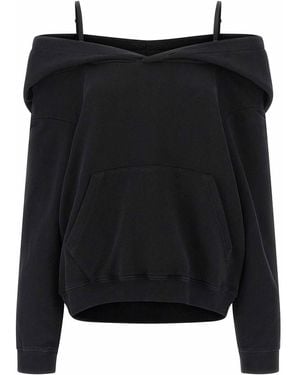 MM6 by Maison Martin Margiela Off-Shoulder Hoodie - Black