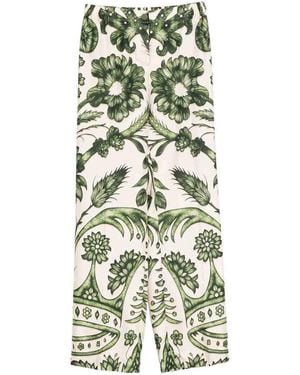F.R.S For Restless Sleepers Printed Silk Trousers - Green