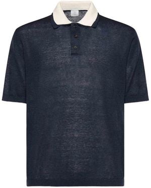 Eleventy Linen Blend Polo - Blue