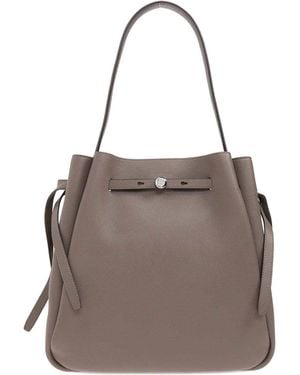 Tory Burch Romy Large Leather Bucket Bag - Grey