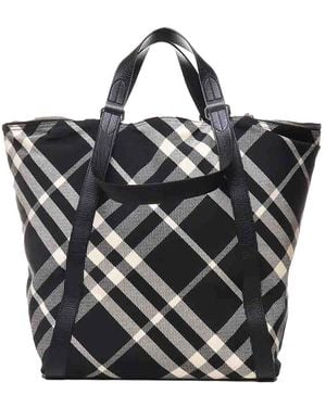 Burberry Check Tote Bag - Black
