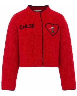 Chloé Logo Cardigan - Red