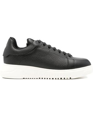 Emporio Armani Leather Sneakers - Black