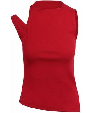 Courreges 90S Asymmetric Ribbed Top - Red