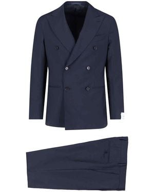 Caruso Double-Breasted Suit - Blue
