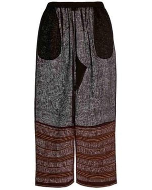 Tory Burch Linen Striped Beach Trousers - Brown