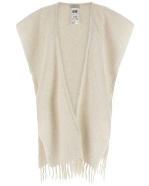 Peserico Boucl Yarn Cape - White