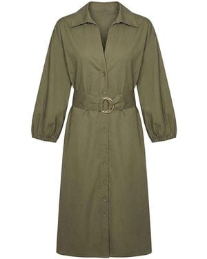 Twinset Midi Chemisier Dress With Belt - Green