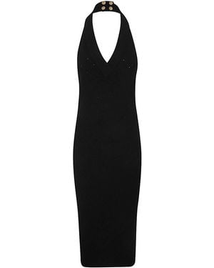 Balmain Halterneck Knit Midi Dress - Black