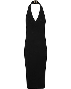 Balmain Halterneck Knit Midi Dress - Black