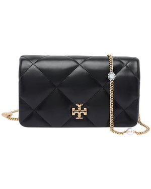 Tory Burch Kira Diamond Quilted Chain Wallet - Black