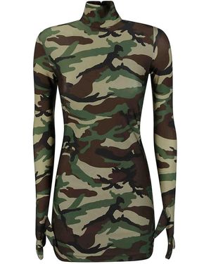 Vetements Camo Styling Dress With Gloves - Green