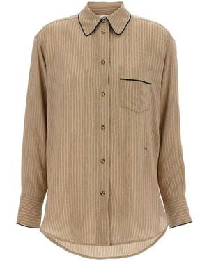 Victoria Beckham Piping Detail Pyjama Shirt - Natural