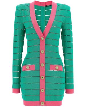 Balmain Two-Tone Knit Dress - Green