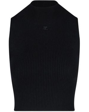 Courreges Crop Top Logo - Blue