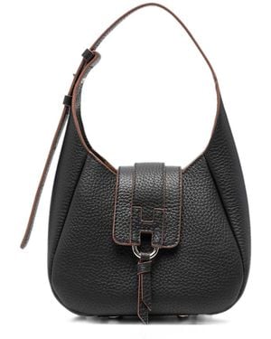 Hogan Trend Mini Leather Hobo Bag - Black