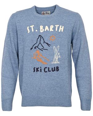 Mc2 Saint Barth Ski Club Wool And Cashmere Sweater - Blue
