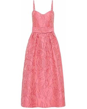 Rebecca Vallance Midi Dress With Floral Embossing - Pink