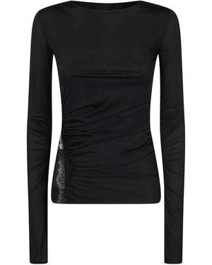 Blumarine Jersey Top With Lace - Black