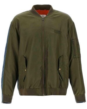 MM6 by Maison Margiela Bimaterial Bomber Jacket - Green