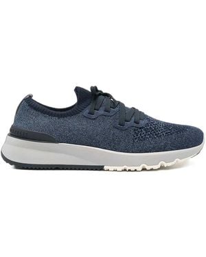 Brunello Cucinelli Cotton Marl Knit Runner Sneakers - Blue