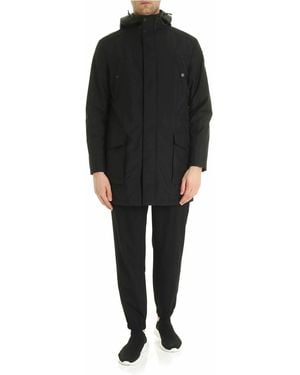 Karl Lagerfeld Leather Inserts Coat - Black