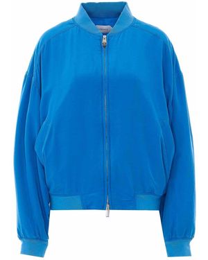 Versace Silk-Poplin Zip Blouson - Blue