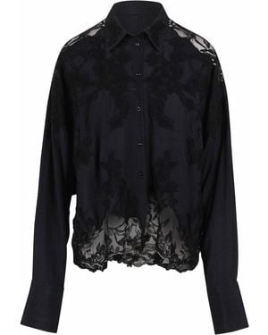 Ermanno Scervino Viscose Shirt With Floral Embroidery - Black