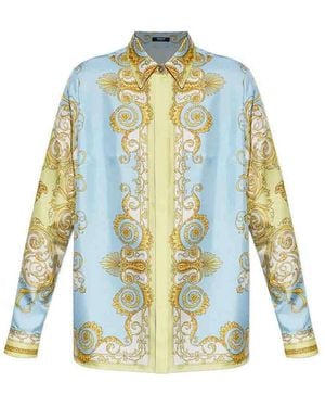 Versace Formal Shirt Print Spring Barocco Foulard - Blue