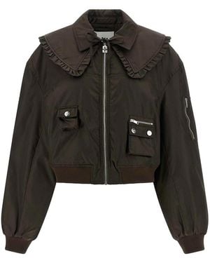 Ganni Bomber Jacket Nylon - Black