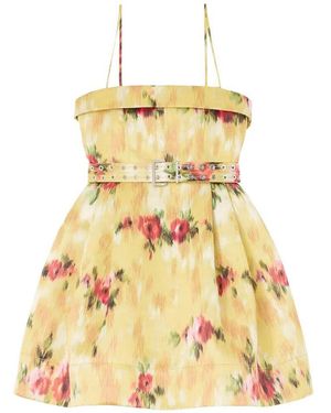 Ganni Printed Duchesse Satin Bubble Mini Dress - Metallic