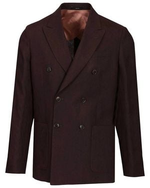 Paul Smith Linen Double-Breasted Blazer - Brown