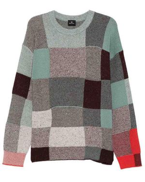 Paul Smith Patchwork Design Jumper With Round Neckline - Grey