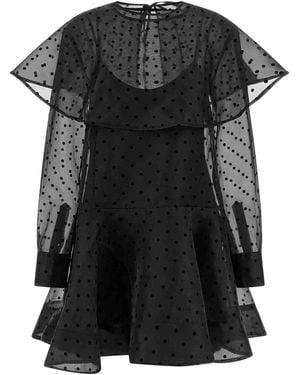Ganni Organza Circle Collar Dress - Black