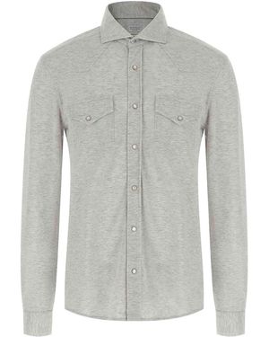 Brunello Cucinelli Piqu Cotton Shirt - Grey