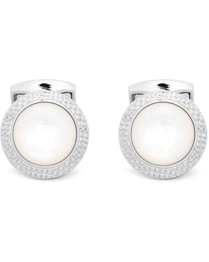 Tateossian Cufflinks Round Palladium - White